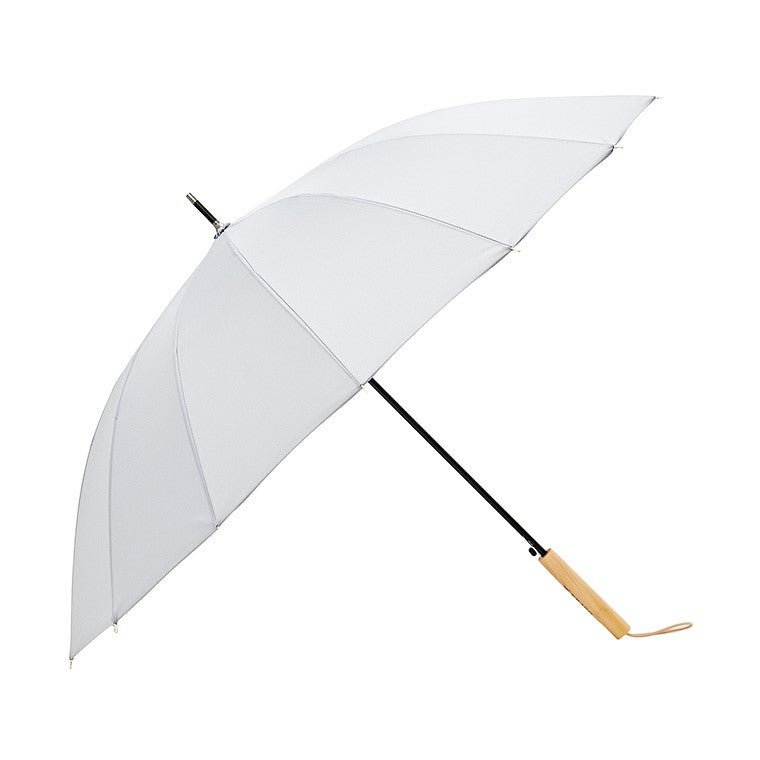 Parasol typu laska z prostą drewnianą rączką 16 szprych szary