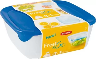 Curver KOMPLET Zestaw pojemników FRESH&GO 3+1 NIEBIESKI/TRANSPARENTNY (182596) - Pojemniki kuchenne - miniaturka - grafika 2