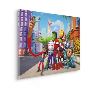 Komar Obraz na blejtramie - Spidey and His Amazing Friends Selfie - Rozmiar 90 x 60 cm - Obraz na płótnie, obraz, pokój dziecięcy, Marvel - Wyposażenie pokoiku dziecięcego - miniaturka - grafika 1