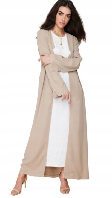 TRENDYOL BEŻOWA DŁUGA NARZUTKA Z DŁUGIM RĘKAWEM 38 5AA