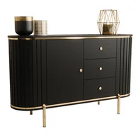 Komody - NEW YORK Komoda z lamelami półokrągła glamour 150 do salonu biały czarny - miniaturka - grafika 1