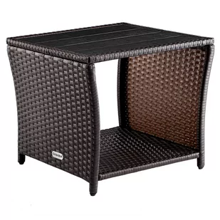 Stolik ogrodowy Vedis boczny rattan WPC brązowy 45x45x40cm - Stoły ogrodowe - miniaturka - grafika 1