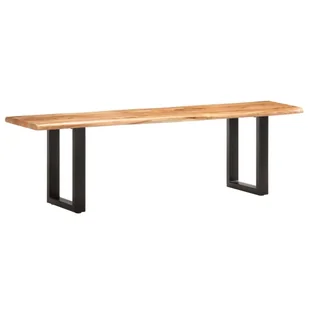 vidaXL Ławka z naturalną krawędzią, 160 cm, drewno akacjowe i stal vidaXL - Ławki do przedpokoju - miniaturka - grafika 1