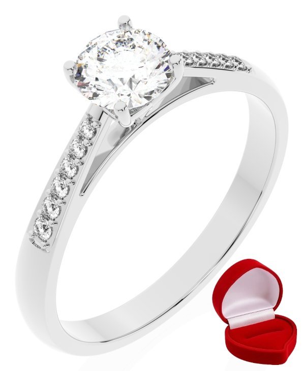 ZŁOTY PIERŚCIONEK ZARĘCZYNOWY 585 14k BRYLANT 0,50 ct BIAŁE ZŁOTO R6