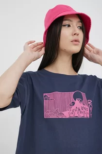 Koszulki i topy damskie - Roxy t-shirt bawełniany kolor granatowy - grafika 1