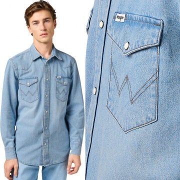 Wrangler Western Shirt Vintage Light Regular Fit męska koszula jeansowa XL