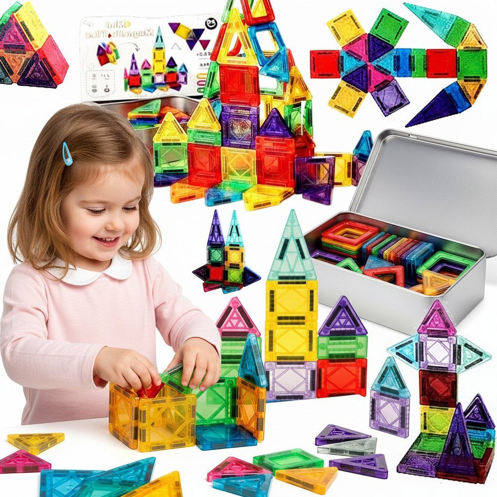 KLOCKI MAGNETYCZNE KONSTRUKCYJNE DLA DZIECI DUŻY ZESTAW XXL 112 el MAGNETIC
