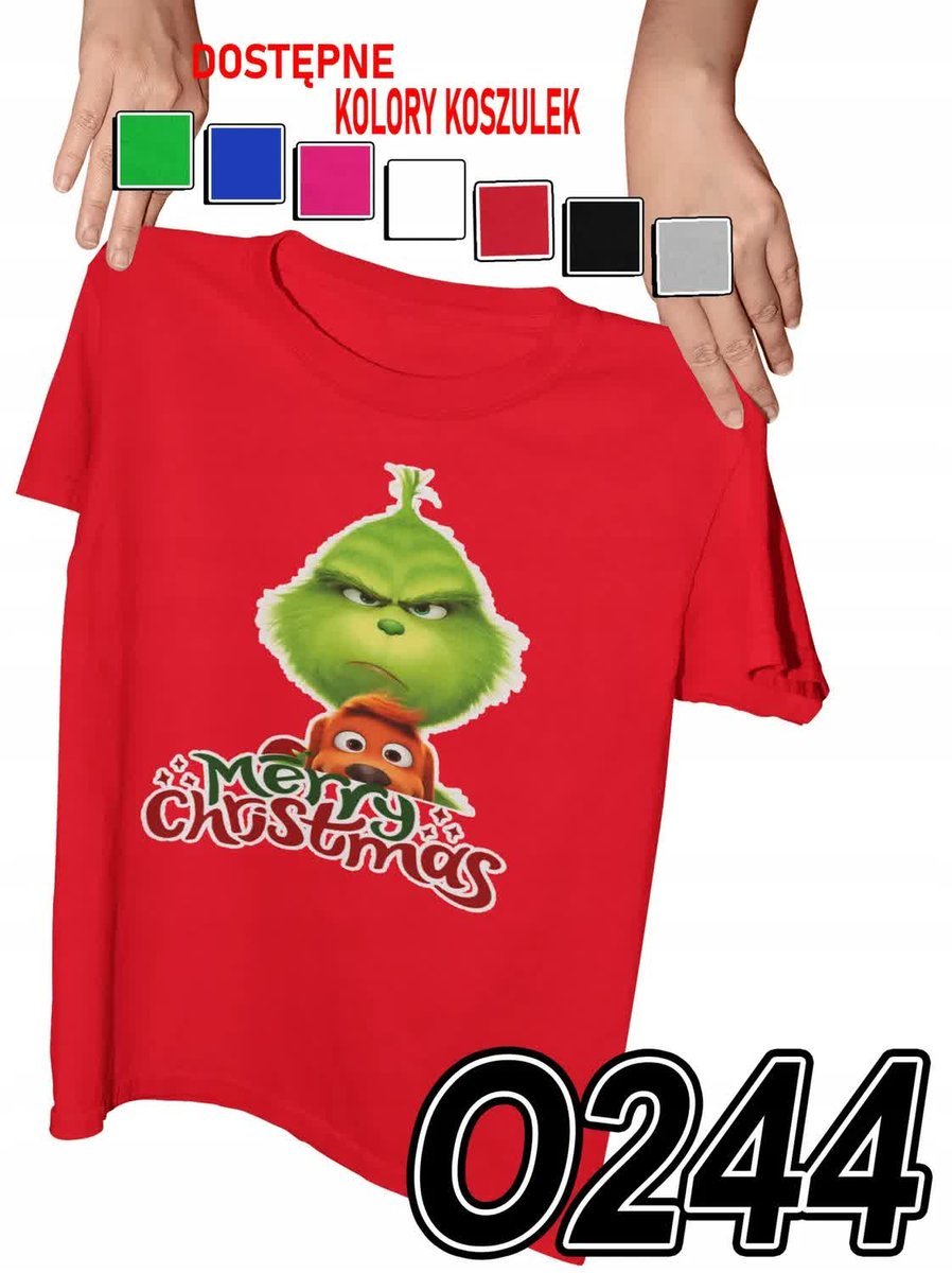 Koszulka Dziecięca Z Nadrukiem Grinch Świąt Nie Będzie Prezenty - L 146-152