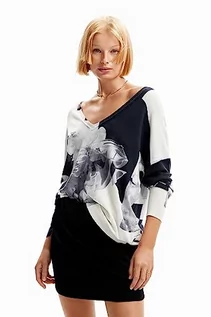 Swetry damskie - Desigual Sweter damski fotinblack_pull Sweater, biały, XXL - grafika 1