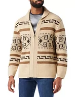 Swetry męskie - Pendleton Męski sweter kardiganowy The Original Westerley Zip Up Cardigan, Tan/Brązowy, XL - miniaturka - grafika 1