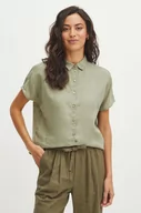 Koszule damskie - Medicine koszula lniana damska kolor zielony regular z kołnierzykiem klasycznym - miniaturka - grafika 1