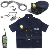 Zabawy w naśladowanie dorosłych - Strój Kostium Przebranie Policjanta Zestaw Policjanta Kajdanki Czapka - miniaturka - grafika 1