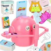 Zabawki militarne - Robot edukacyjny interaktywny nauka rysowania pisania zestaw fiszki mazaki różowy Kik Sp. z o. o. Sp. k. - miniaturka - grafika 1