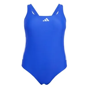 adidas Damski strój kąpielowy z 3 paskami w kształcie litery C (duży rozmiar) 3XL, Półprzezroczysty niebieski/fioletowy odcień, 3XL Duże rozmiary - Stroje kąpielowe - miniaturka - grafika 1