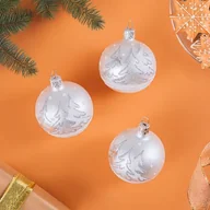 Bombki - Bombka szklana w choinki 6 cm 5 sztuk biało-srebrny - miniaturka - grafika 1