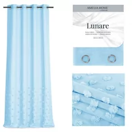 Firany - Firana LUNARE kolor błękitny haftowany motyw boho przelotki przelotki srebrne woal 140x270 ameliahome - SCURT/AH/LUNARE/EYELETS/ - miniaturka - grafika 1