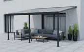 Kratki i pergole - LANITPLAST pergola aluminiowa WALL 43 antracyt + przezroczysty PC - miniaturka - grafika 1