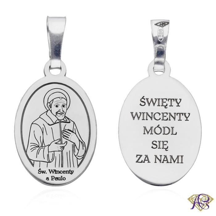 Srebrny medalik Ag 925 rodowany Św. Wincenty a Paulo MDC098R