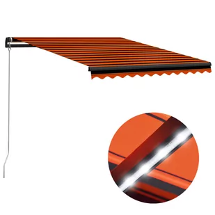 vidaXL Ręcznie zwijana markiza z LED, 300x250 cm, pomarańczowo-brązowa vidaXL - Markizy - miniaturka - grafika 1