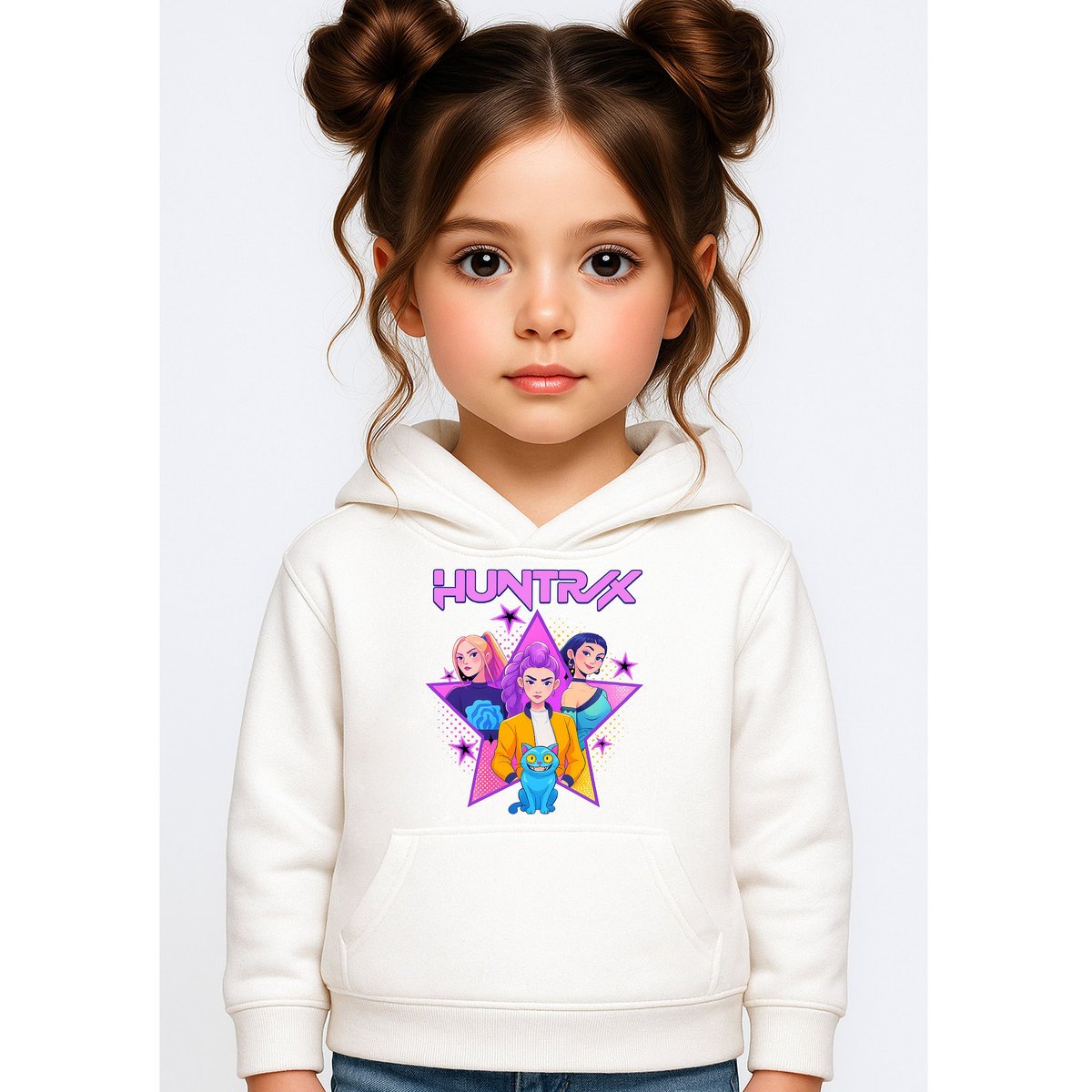 BLUZA DZIECIĘCA KPOP DEMON HUNTERS HUNTRIX 134-140 Z KAPTUREM BAWEŁNIANA