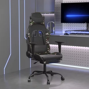 Lumarko Fotel dla gracza z podnóżkiem, czarny i moro, sztuczna skóra - Fotele gamingowe - miniaturka - grafika 1