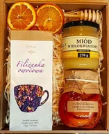 Zestawy upominkowe - KOSZ BOX PREZENTOWY PREZENT HERBATA CYTRYNA MIÓD - miniaturka - grafika 1
