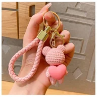 Breloki - Brelok do kluczy róż miś z sercem BRL284 - miniaturka - grafika 1