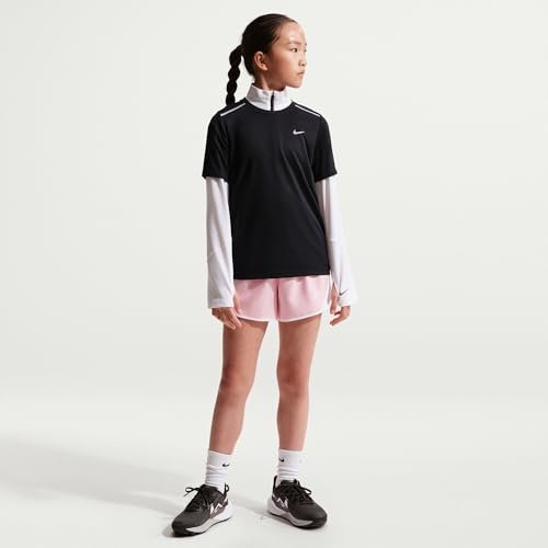 Nike Dziecięcy top z krótkim rękawem Miler Dri-FIT, czarny/odblaskowy srebrny, 7-8 lat