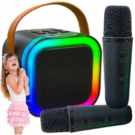 Instrumenty muzyczne dla dzieci - ZESTAW KARAOKE LED BLUETOOTH BEZPRZEWODOWY 2 MIKROFONY + GŁOŚNIK DLA DZIECI - miniaturka - grafika 1