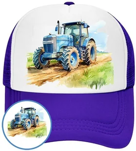 Czapka z Daszkiem Traktor Niebieska z Nadrukiem Na Lato Siatka Bejsbolówka - Czapki i chusty sportowe męskie - miniaturka - grafika 1