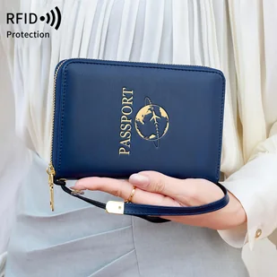 TEMU MIYIN Portfel na Paszport z Blokadą RFID, Przegródkami na Karty i Okienkiem na Dowód Osobisty - Wielofunkcyjny, Duża Pojemność, Podróżna - Portfele - miniaturka - grafika 1