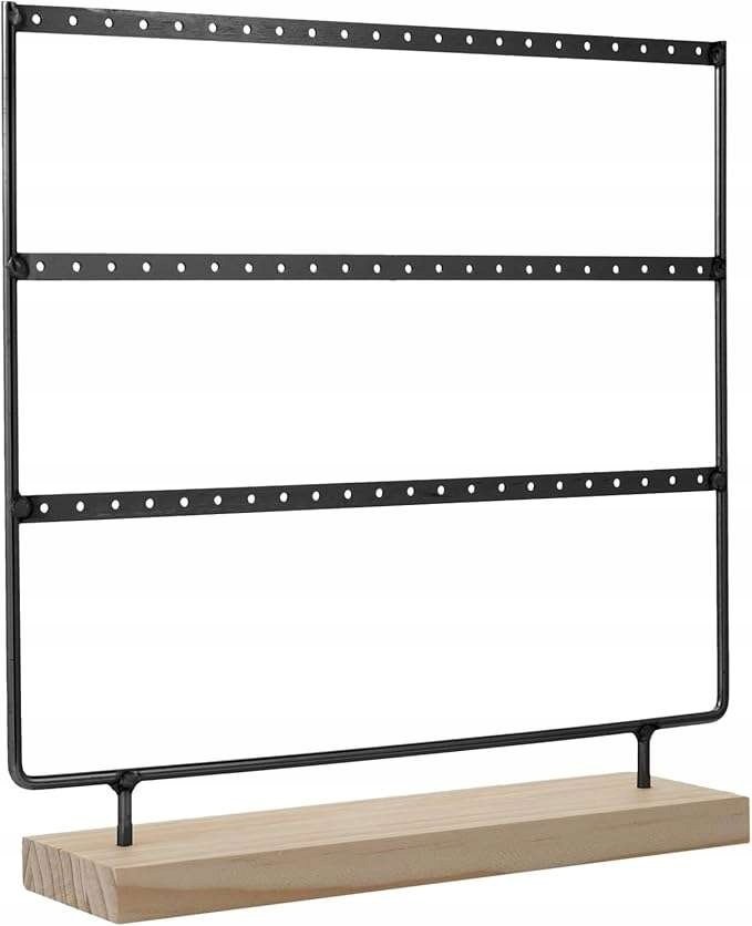 Stojak organizer metalowy na kolczyki 3-poziomowy Kolor czarny 28x28 cm