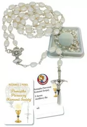 Prezentowy Różaniec pierwszokomunijny z prawdziwych pereł - Różańce - miniaturka - grafika 1
