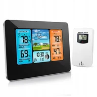 Stacje pogodowe - Bezprzewodowa Stacja Pogodowa Higrometr Barometr Termometr Zegar LCD - miniaturka - grafika 1