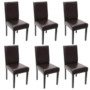 Zestaw 6 krzeseł do jadalni Krzesło kuchenne Littau ~ skóra, brązowe, ciemne nogi - Krzesła Zestaw 6 krzeseł do jadalni Krzesło kuchenne Littau ~ skóra, brązowe, ciemne nogi - Krzesła - miniaturka - grafika 1