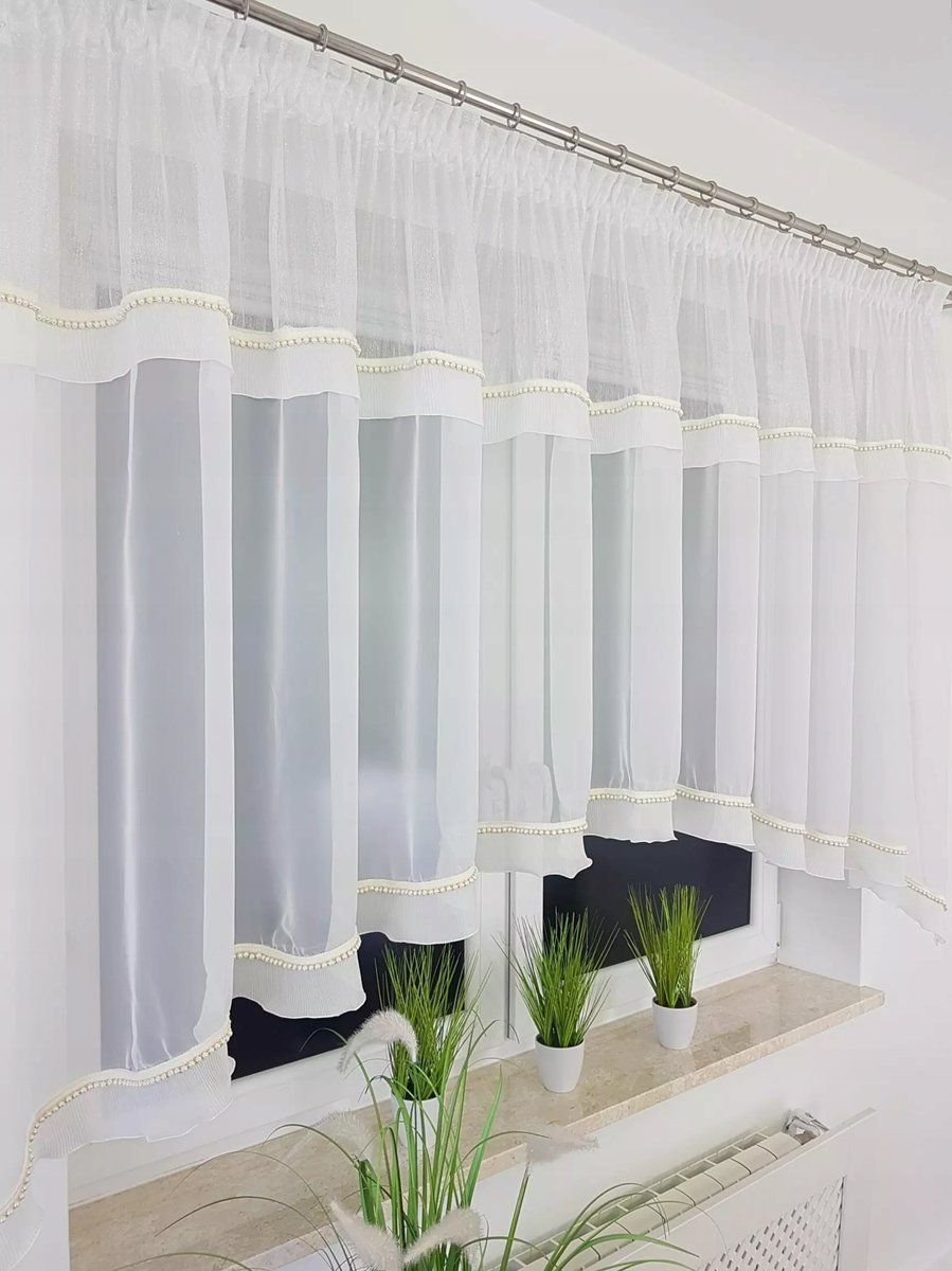 FIRANA GOTOWA Z KORALIKAMI FIRANKI Z FALBANKĄ DO SALONU POKOJU WOAL 400/140