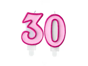 Świeczki cyferki różowe - 30 - trzydziestka - 2 szt. - Urodziny dziecka - miniaturka - grafika 1