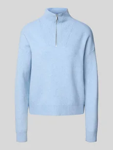 Sweter o kroju regular fit z zapinanym kołnierzem model ‘OREE’ - Swetry damskie - miniaturka - grafika 1
