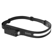 Latarki - Latarka czołowa LED z czujnikiem ruchu SAVIO FL-02 Czarny - miniaturka - grafika 1