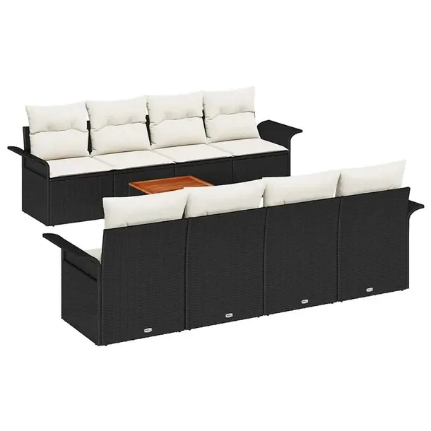 Zestaw Modularnych Sof Ogrodowych z Polirattanu, Czarno-Biały, 5 Elementó