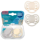 Smoczki uspokajające - Canpol Babies Smoczek Silikonowy Symetryczny Dental Air 6-18m Kremowy - miniaturka - grafika 1