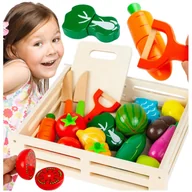 Zabawki interaktywne dla dzieci - Drewniane Warzywa i Owoce do Krojenia - Zestaw Edukacyjny U364 - miniaturka - grafika 1