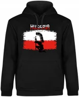 Bluzy męskie - BLUZA MĘSKA Z KAPTUREM FLAGA PATRIOTYCZNA HUSARIA POLSKA CZARNA R-M A581 - miniaturka - grafika 1