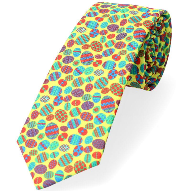 Krawat wielkanocny pisanki żółty