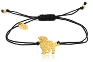 Bransoletki - Bransoletka z psem maltipoo złotym na czarnym sznurku - miniaturka - grafika 1