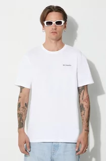 Koszulki męskie - Columbia t-shirt bawełniany North Cascades kolor biały z nadrukiem - grafika 1
