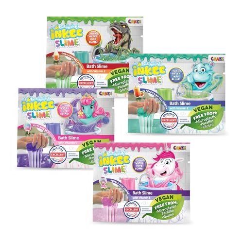 INKEE Mini Bath Slime - Zestaw 4 kopert Slime do wanny, zamienia wodę w szlam, 4 kolory i zapachy