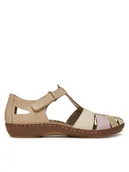 Sandały damskie - Rieker Sandały 45869-60 Beżowy - miniaturka - grafika 1