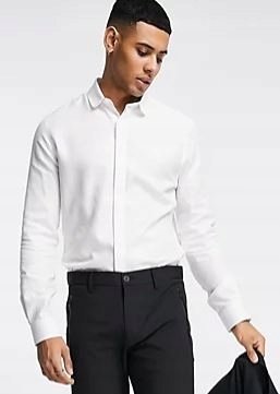 TOPMAN BIAŁA KOSZULA MĘSKA REGULAR GŁADKA XXS 1MYD