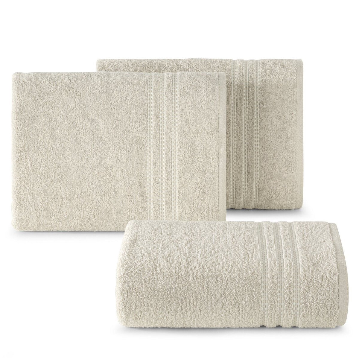 Ręcznik SEBA 70x140 cm beżowy bordiura pasy bawełna 480 g/m²